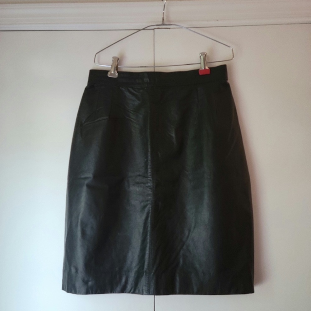 Vintage 1980s Black Leather Skirt